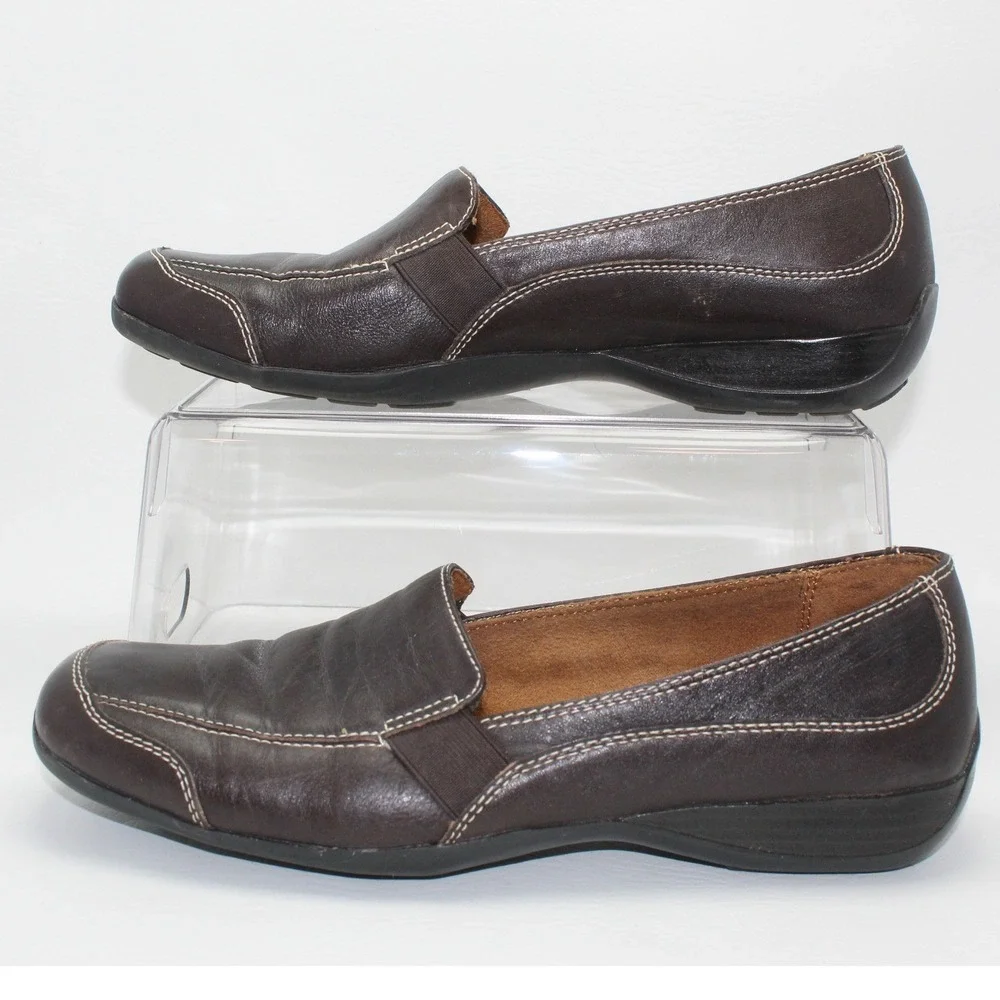 Natural Soul by Naturalizer Camelia Oxbrown Leather Loafers Slip On Shoes W/9.5M